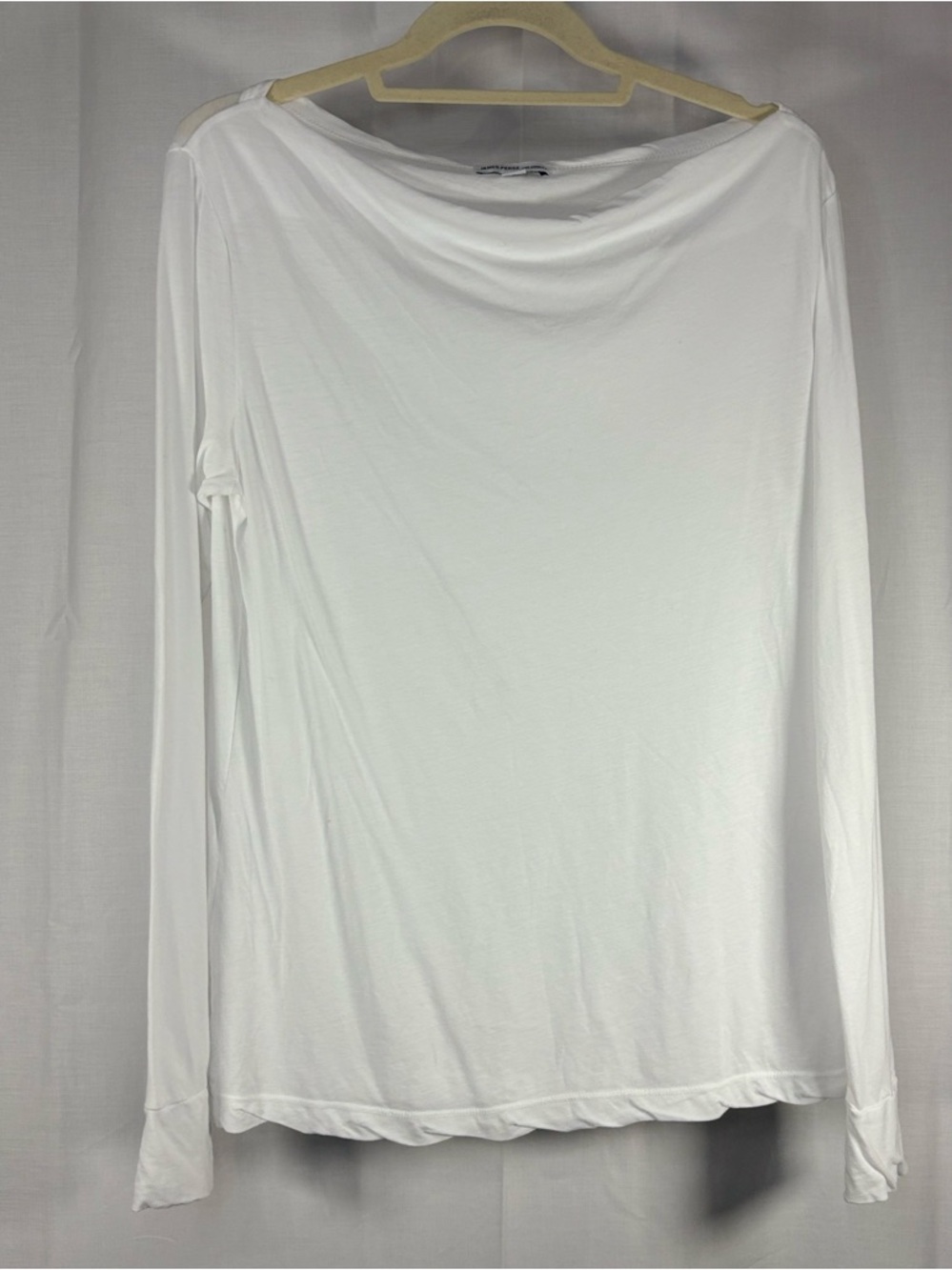 EUC JAMES PERSE White Long Sleeve Women’s Draped Boatneck Cotton Top size 1/S